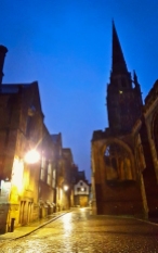 a spire at night